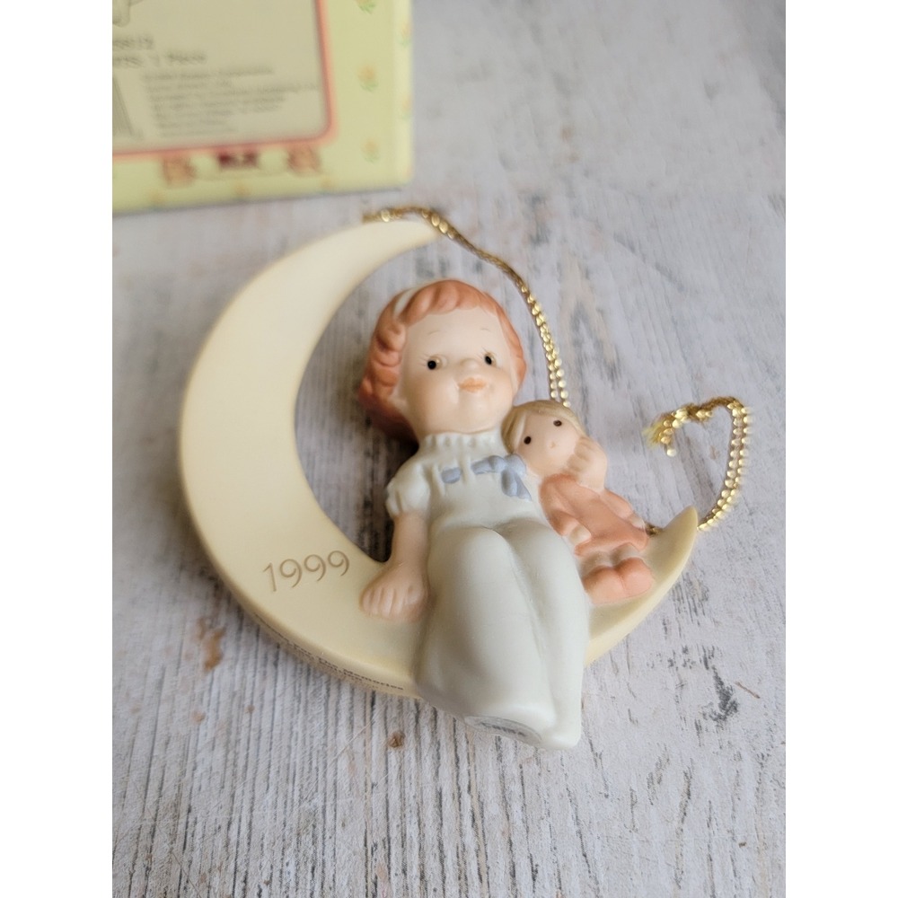 Enesco thanks  memories vintage ornament Xmas moon girl